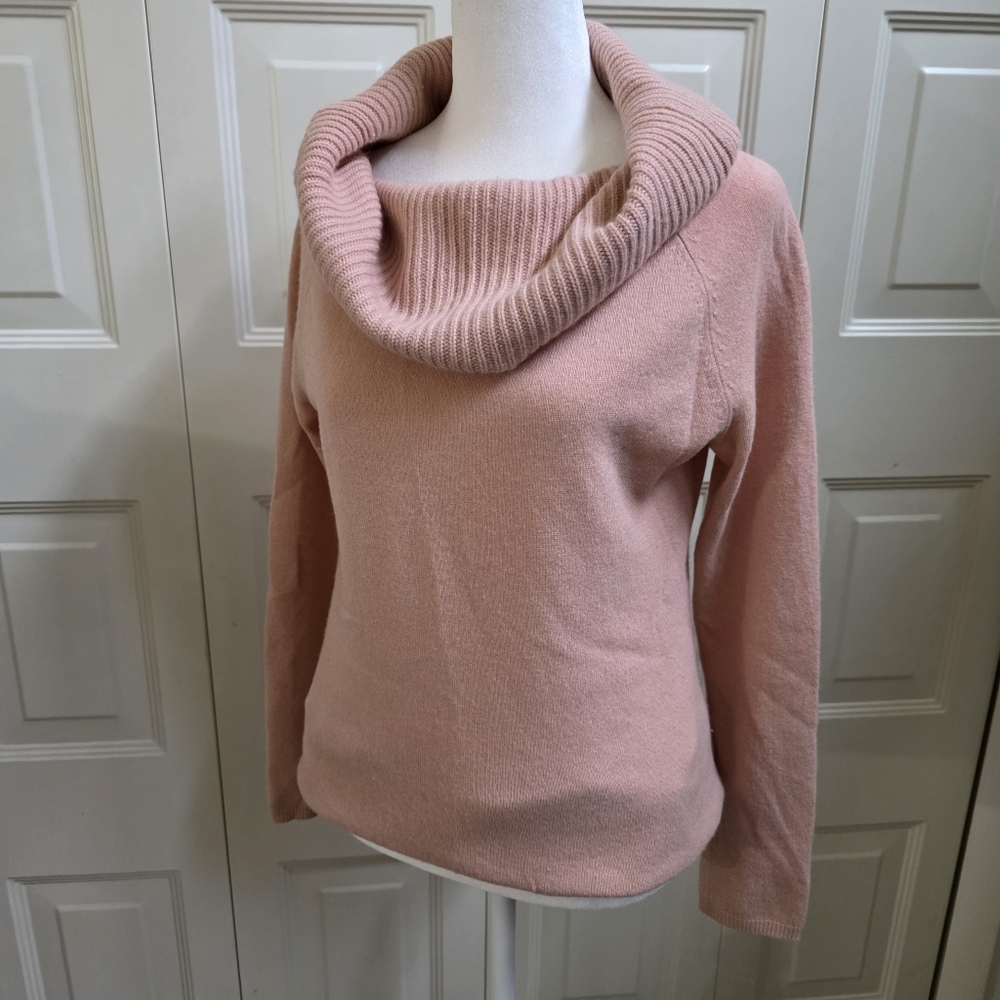 Ann Taylor cowl neck CASHMERE sweater Pink Peach L